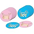 120 PCS Gender Reveal Party Round Stickers Boy and Girl Team Labels Baby Shower Tags Gold Foil Character (Each Measures 2" in Diameter)