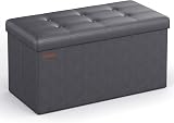 SONGMICS MAZIE Collection Storage Ottoman Bench 76 cm Slate Grey LSF040G20