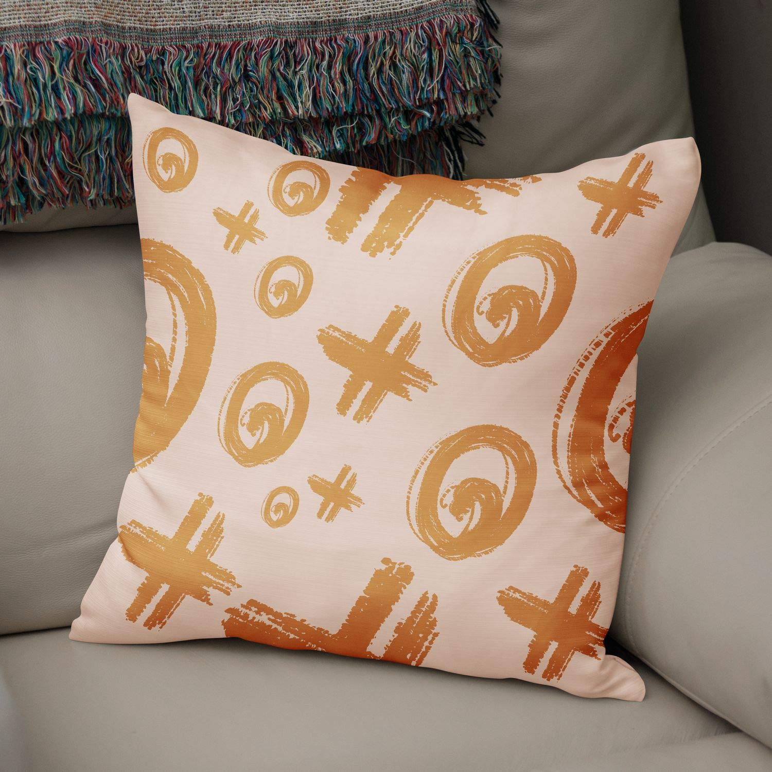 Bonamaison Decorative Cushion Cover, Polycotton, Orange, Standard