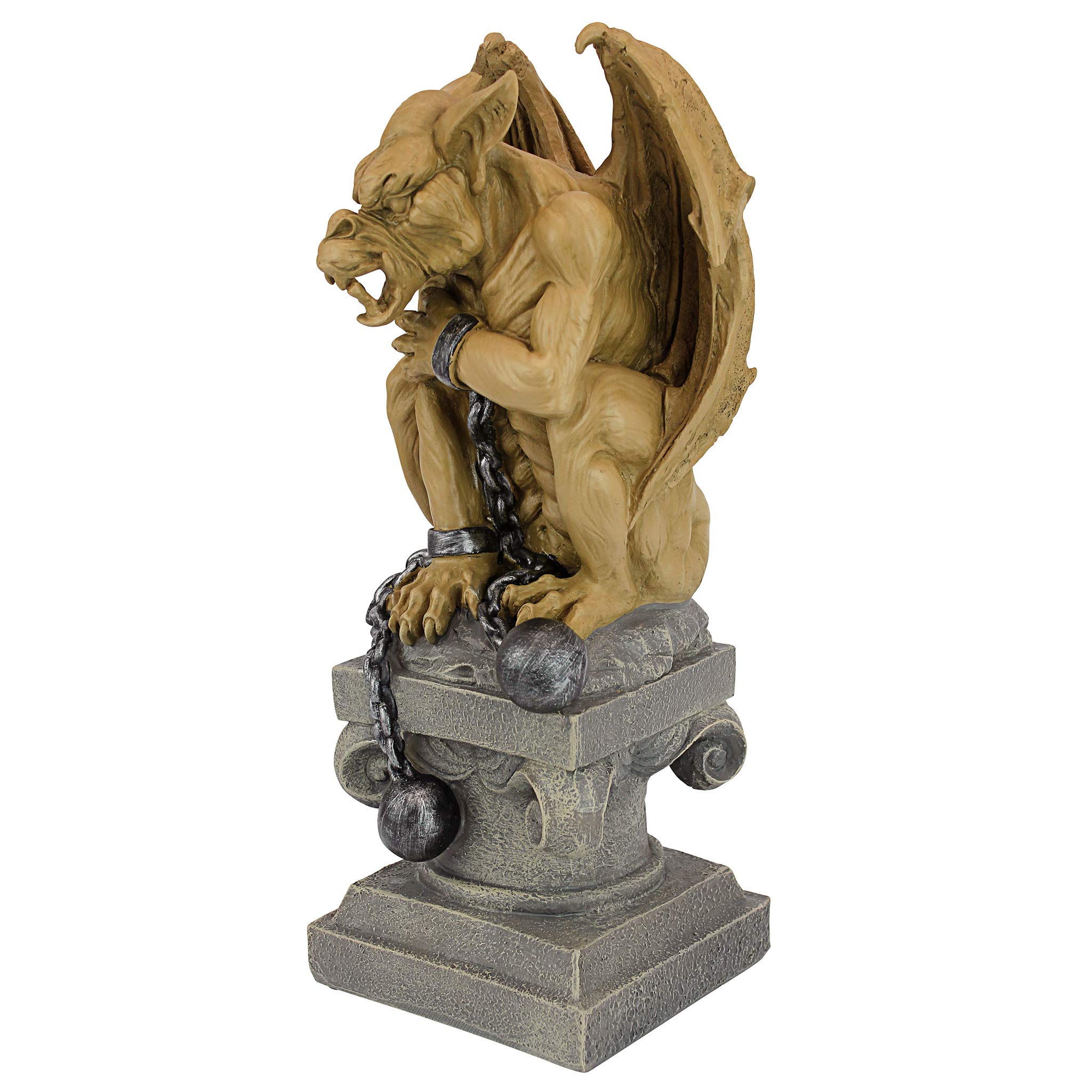 Design Toscano EU1026 Ball-And-Chain Dungeon Gargoyle Gothic Statue, 38 cm, Polyresin, Two Tone Stone