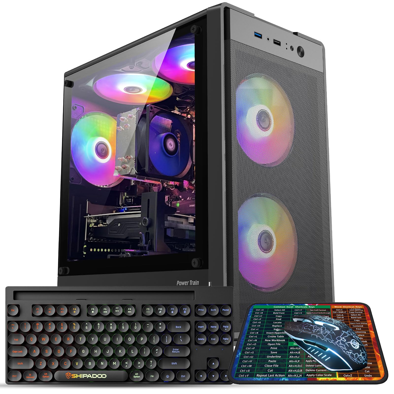 PC de escritorio para juegos prediseñada, AMD Ryzen 5 5500 hasta 4,2 GHz, RTX 2060 de 6 GB