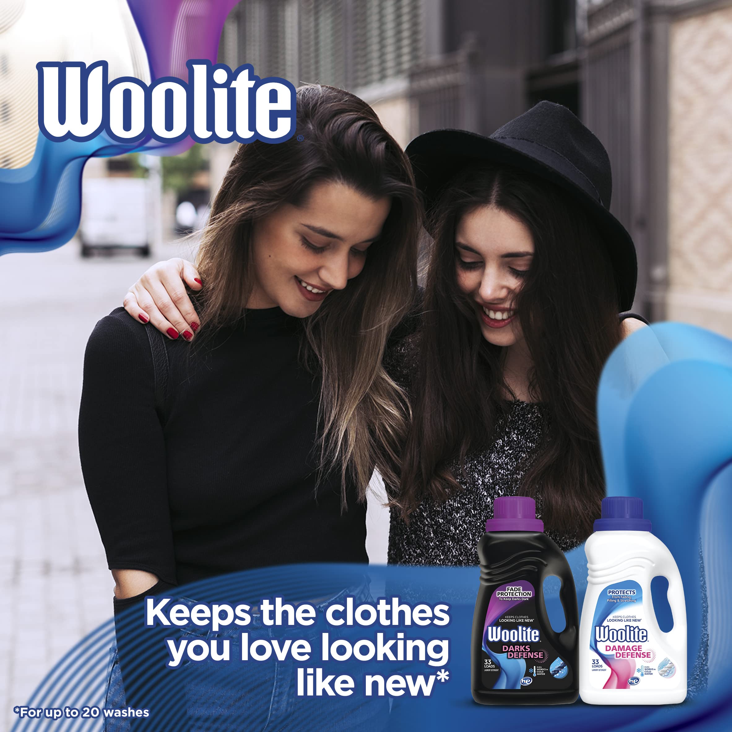 Woolite Darks Defense Liquid Laundry Detergent, 33 Loads, 50 Fl Oz & Woolite Damage Defense Laundry Detergent, 33 Loads, 50 Fl Oz Bundle, Regular & HE Washers, Packaging May Vary