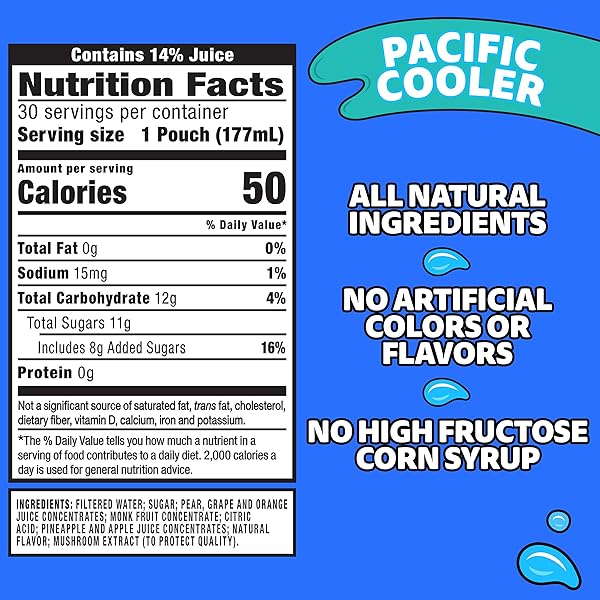 CAPRI SUN PACIFIC COOLER MIXED FRUIT FLAVORED JUICE DRINK BLEND, 30 CT BOX, 6 FL OZ POUCHES