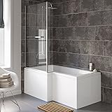 1500x850mm Left Hand L-Shaped Bath - 6mm Screen, Rail & Front Panel (Excludes End Panel)