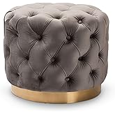 Baxton Studio Ottomans, One Size, Gray/Gold