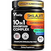 VitaUp Shilajit Capsules 10 in 1 with Kava Kava - USA Made Himalayan Shilajit for Men with Tongkat Ali, Ashwagandha, Kava Kava for Energy & Immunity Support - 90 Capsules
