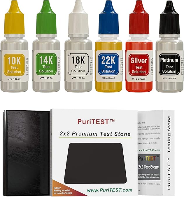 6 Gold Testing Acid Jewelry Test Kit and Scratch Stone