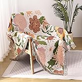 Ksriylm Pattern Throw Blanket for Couch, Throw for Bed, Outdoor Blanket, Retro Decor,51"×63" All Season Ultra Soft Floral Throw Blanket with Tassels for Sofa Chair, Yellow