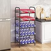 GILLAS 5 Tier Water Bottle Storage Rack, Free Standing Vertical Metal Organizer, Fits Different Sized Bottles Taller Cans, Easy Assembly Water Holder Stand for Kitchen Pantry, Black