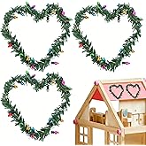 Alasum 4pcs Dollhouse Miniature Christmas Holiday Garland with Lights Mini Wreath String Fairy Lights Christmas Decoration for 1/12 Dollhouse Xmas Fireplace Decorations Lamp Beads Cant Light