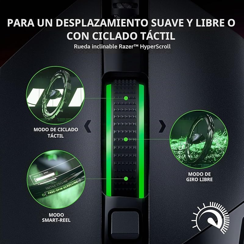 Basilisk V3 - Ratón para Juegos Personalizable con Cable (10+1 Botones Programables, Rueda Inclinable Hyperscroll, 11 Zonas De Iluminación, Interruptores Ópticos de Ratón, Sensor Óptico) Negro