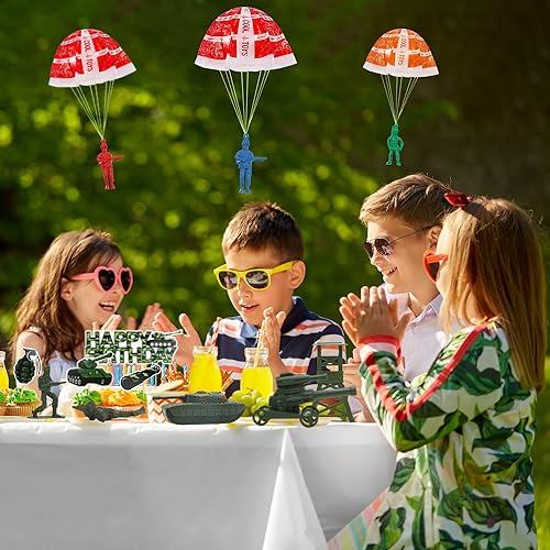 PORAFUK 60 Pieces Parachute Toy, Army Men Action Figures Hand