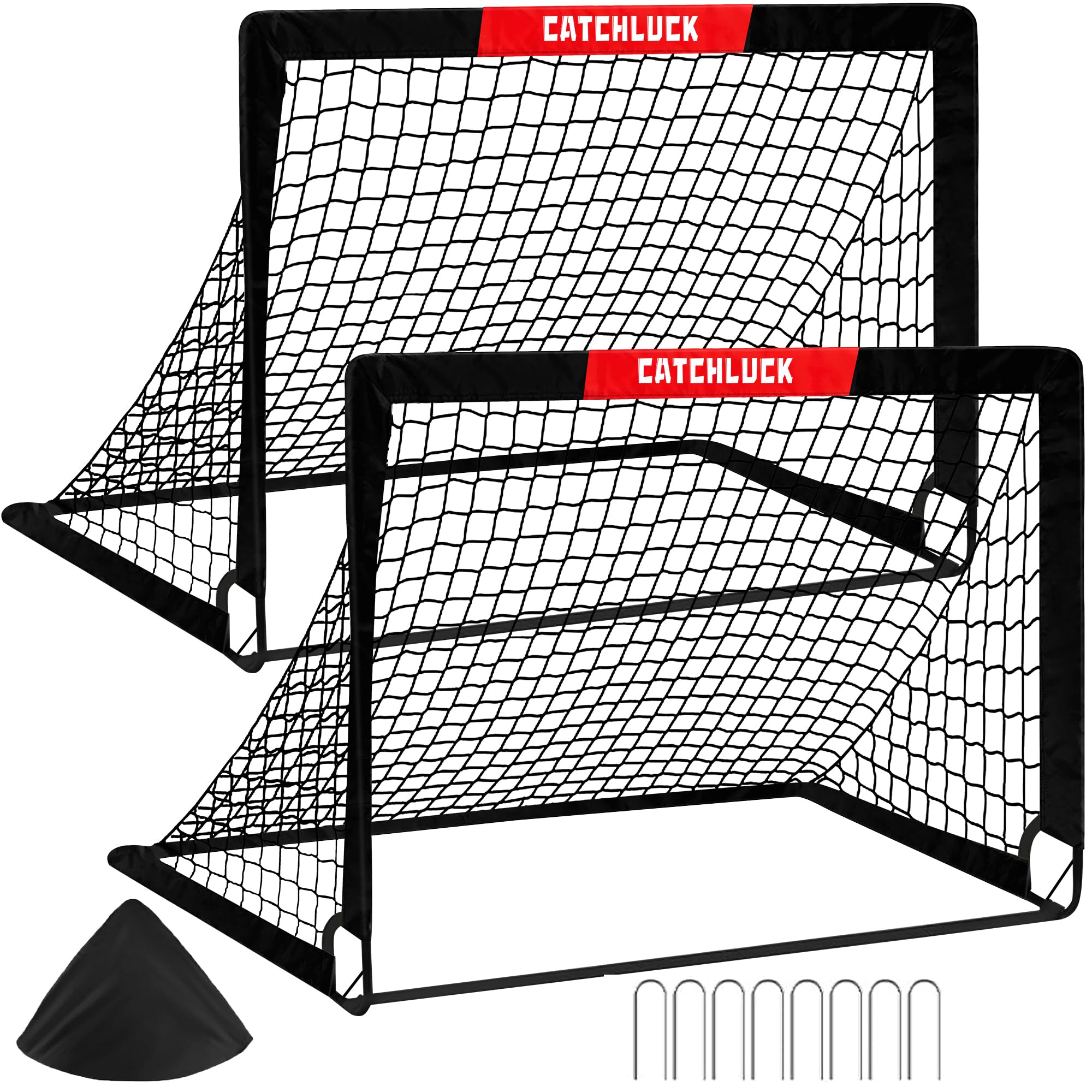 CATCHLUCK Football Goals for Kids Football Nets for the Garden Pop Up Goal Set Outdoor Goal Post with Carry Bag