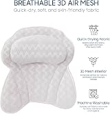 ADOV Luxury Bath Pillow White 6 Suction Cups Ergonomic 4D Air Mesh Headrest view 3