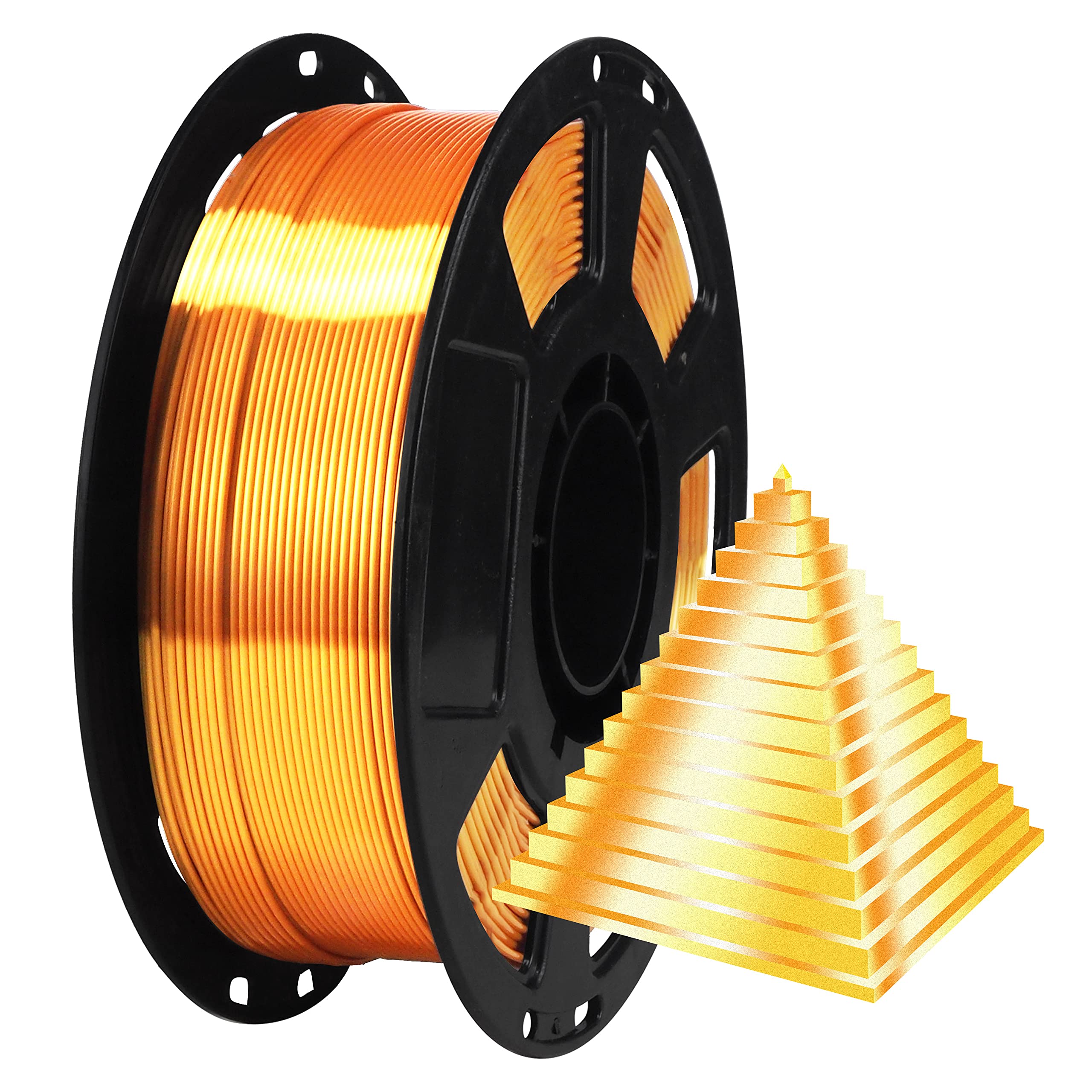 Photo 1 of Silk Gold PLA Filament, 1kg 2.2lbs 1.75mm 3D Printing Material, Widely Support for FDM 3D Printer, Pack with Extra Filament Sample by BBLIFE