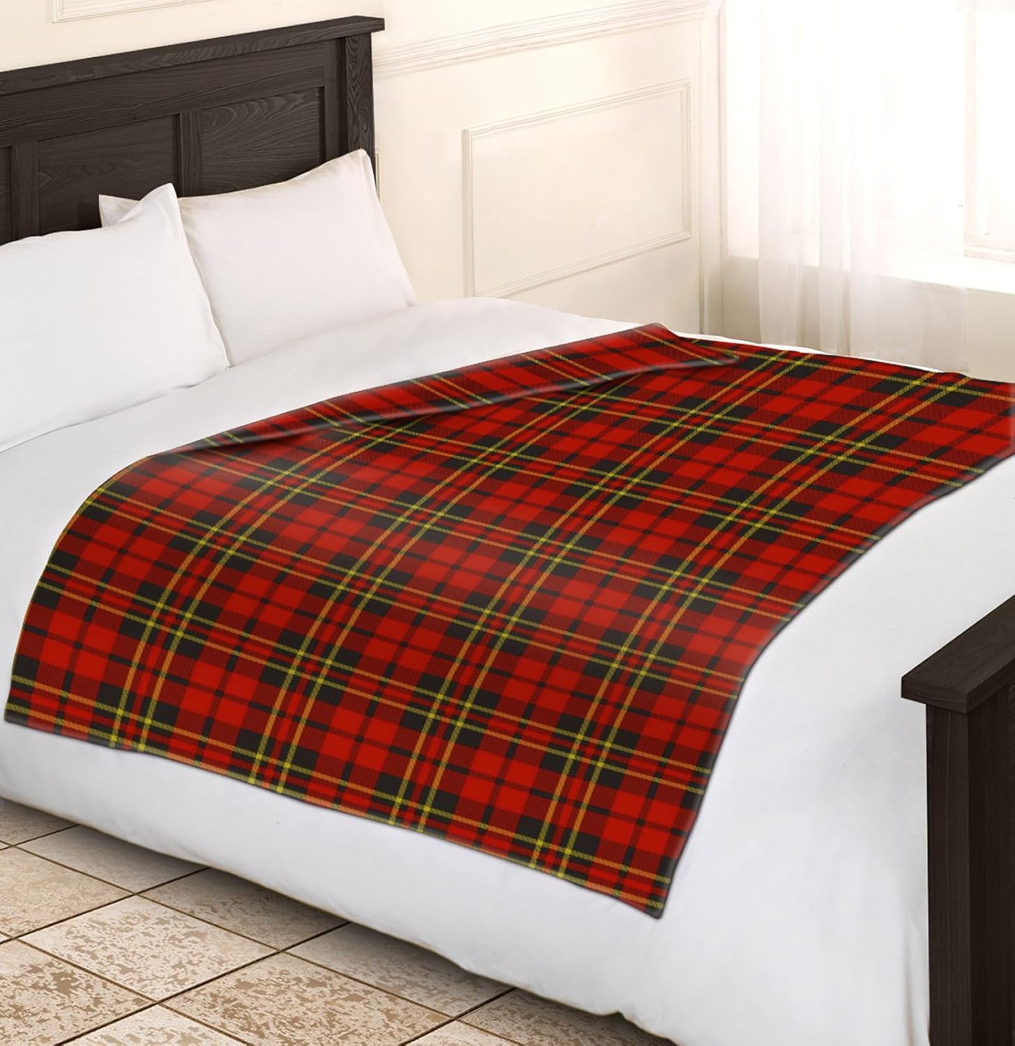 Adore Home Soft and Warm King 200x240cm Tartan Check Printed Fleece