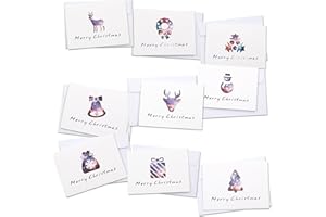 Merry Christmas Greeting Cards, ALXCD 18 Pcs Foldable Mini Size (3.375" * 2.375") Greeting Cards & Envelopes for Christmas, P
