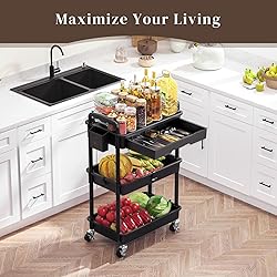 EaseSky Rolling Utility Cart with Drawer 3