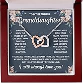 Gift for Granddaughter Necklace from Grandparents with Heartfelt Message & Luxury Box, Birthday, Valentine’s Day, Christmas, Interlocking Hearts Jewelry