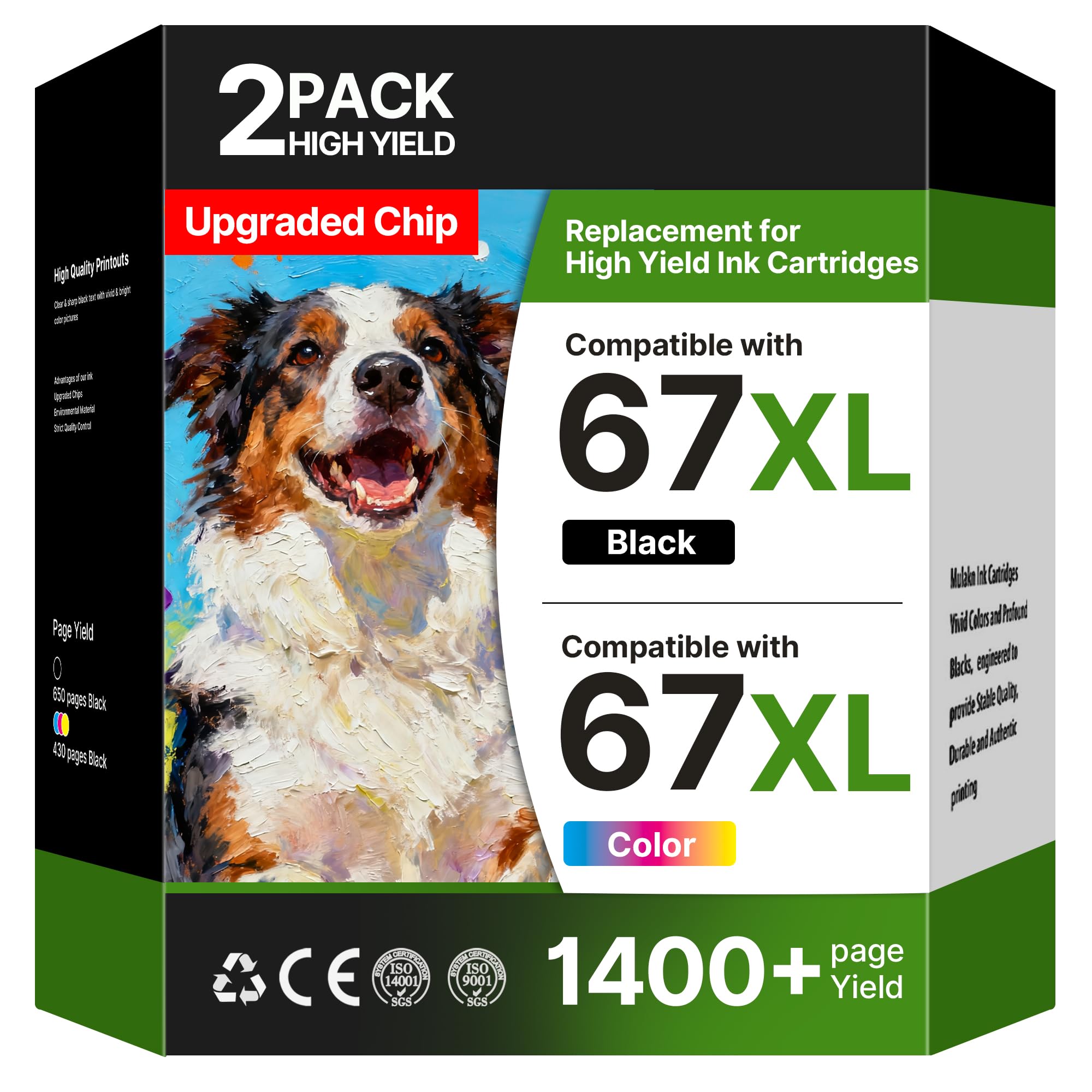 Photo 1 of 67XL Ink Cartridges for HP Ink 67 Compatible for HP 67 Ink Cartridges Black/Color Combo Pack Work with DeskJet 2827e 4227e 2855e 2842e 2755e 4155e 2755 2852e Envy 6055e 6000 6455e (1 Black, 1 Color)