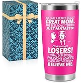 Mother's Day Gifts for Mom from Daughter, Son, Husband Women Birthday Christmas Gift Ideas for Mama Best Mom Ever - 20 Oz Tumbler (Mom Rose Red)
