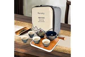 Chinese Gongfu Tea Set with Tray, Portable Teapot Set with 360 Rotation Tea maker and Infuser for Travel, Home, Gifting, Outd