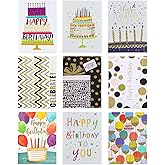 DISJOURNEY Happy Birthday Cards Bulk - Assorted Birthday Card - 5x7 Inches Greeting Cards Assortment 9 Pack for Women Men Girls Boys with Envelopes & Stickers
