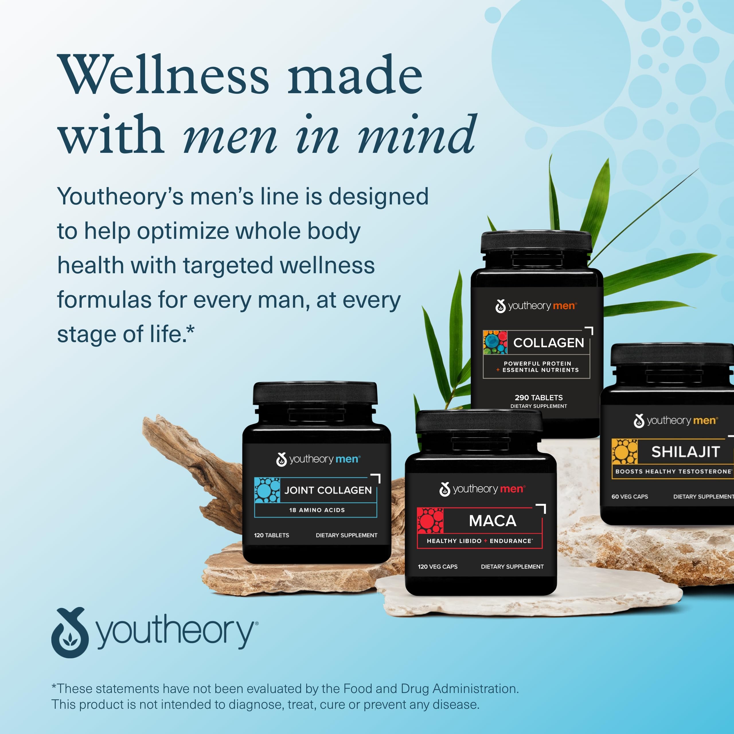 Youtheory Men's Joint Collagen with 18 Amino Acids - Premium Collagen for Men - Joint Support Supplement with Boswellia Extract, Ginger & Black Pepper* - Dairy, Soy & Gluten Free - 120 Tablets