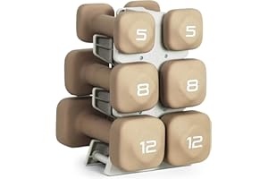 Tone Fitness Neoprene Dumbbell Set with Storage Rack – Non-Slip, Anti-Roll Hand Weights for Home Gym Workouts | 20 lb, 32 lb, & 50 lb Options