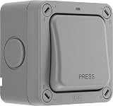 BG Electrical WP14 Outdoor Retractive Push Switch 2 Way Grey IP66 20A LED