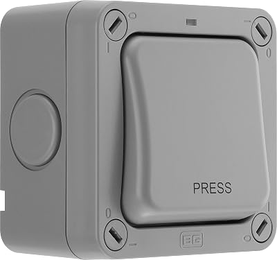 BG Electrical WP14 Outdoor Retractive Push Switch 2 Way Grey IP66 20A LED