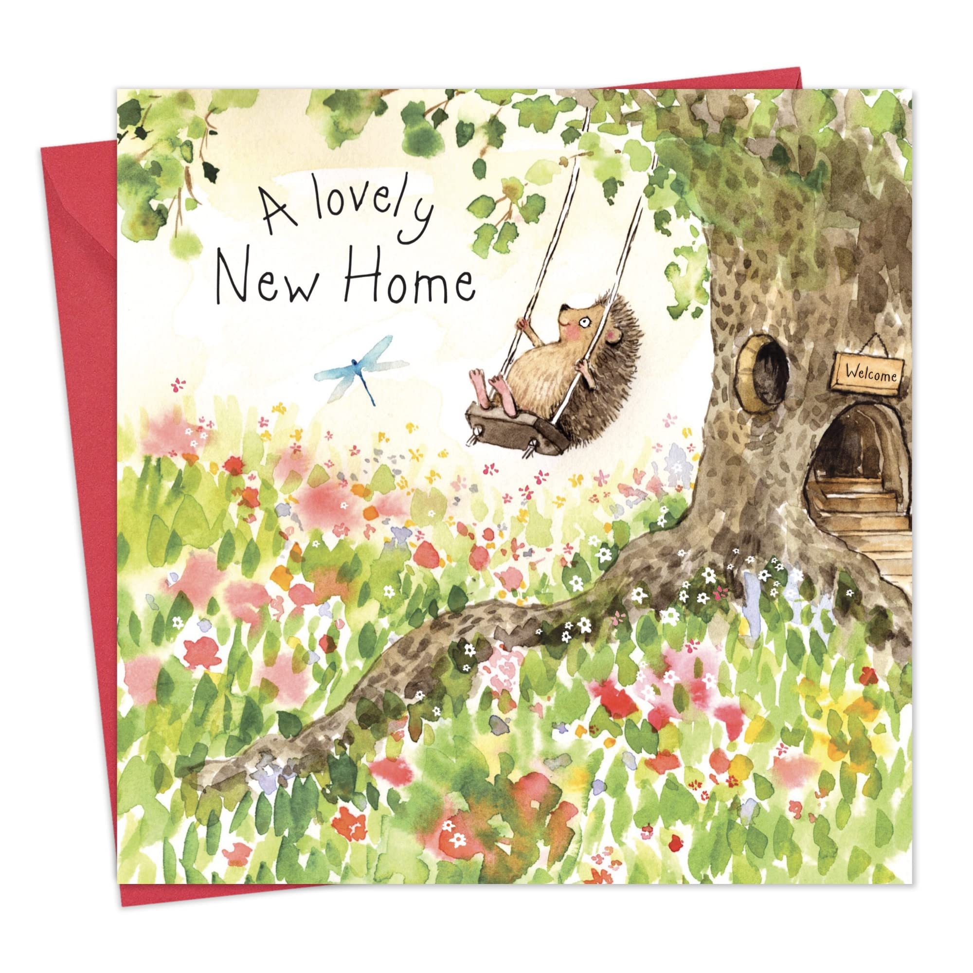 Twizler New Home Card with Cute Hedgehog - New House Congratulations for Couple or Friends - Good Luck Moving Home - Welcome Housewarming Card