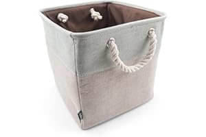 HYGGE PLUS HYGGE + Linen Storage Bin Basket 12" x 12" x 10" Durable fabric & lightweight design. Great for storing toys, books, linens, games, clothing, baby products & more! (2 PACK, SAGE/WHITE)