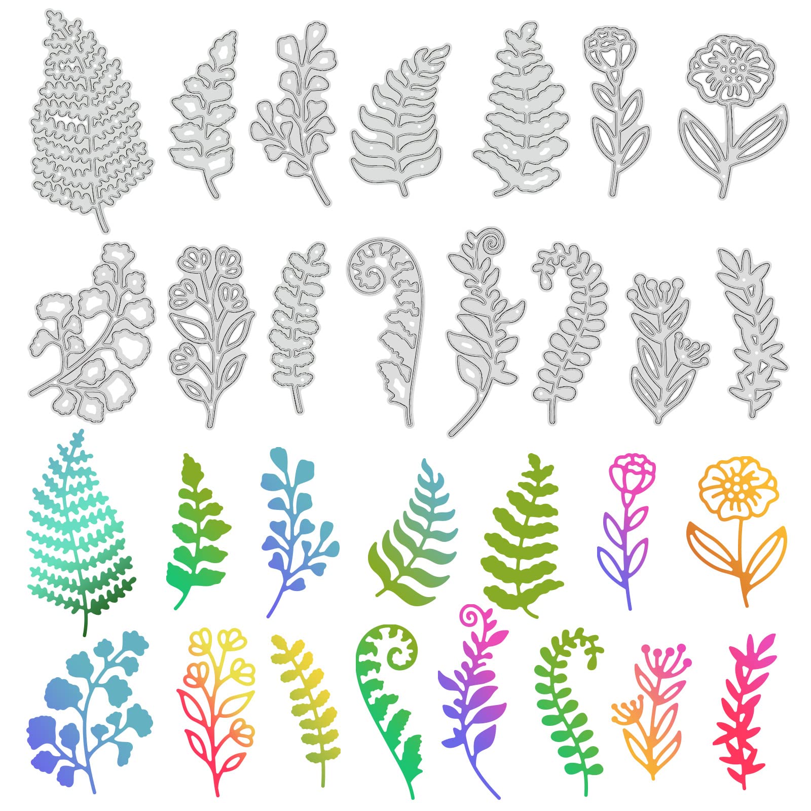 INFUNLY 15pcs Fern Leaf Die Cut Grass Plant Cutting Dies Stencil for Card Making Scrap-Booking DIY Art Work Card Decorating