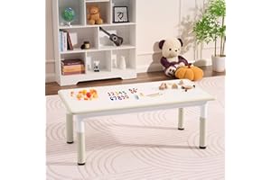 DOREROOM Toddler Table, 7 Level Height Adjustable Kids Play Furniture for Ages 3-8, Rectangular Plastic, 23.6" W x47.2 L, Multi-Activity Desk with Graffiti Desktop for Home & Daycare