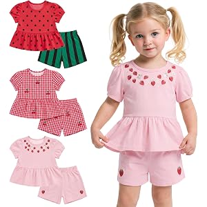 Custoneei 3 Pack Toddler Girls School Outfits | Back to School, Kindergarten, Preschool, Classroom, 2 Piece Summer Clothing S