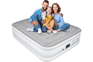 KALFF Queen Size Air Mattress with Built in Pump,18 Inch Elevated Quick Inflation/Deflation Inflatable Bed,Durable Blow Up Mattresses for Camping,Travel,Home,Guests,Indoor, Portable Rest Airbed,660lb MAX