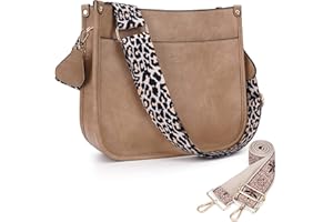 HKCLUF Crossbody Bags for Women Trendy Vegan Leather Hobo Handbags With 2PCS Adjustable Guitar Strap Shoulder Bucket Bags