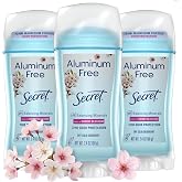Secret Aluminum Free Deodorant for Women, 72hr Odor Protection, Free of Parabens Dyes Talc &amp; Baking Soda, PH Balancing Minerals, Dry Solid, Cherry Blossom Scent, 2.4 oz (Pack Of 3)