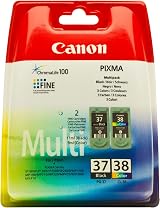 Canon PG37 Black CL38 Colour Ink Cartridge Bundle Pack Original view 1