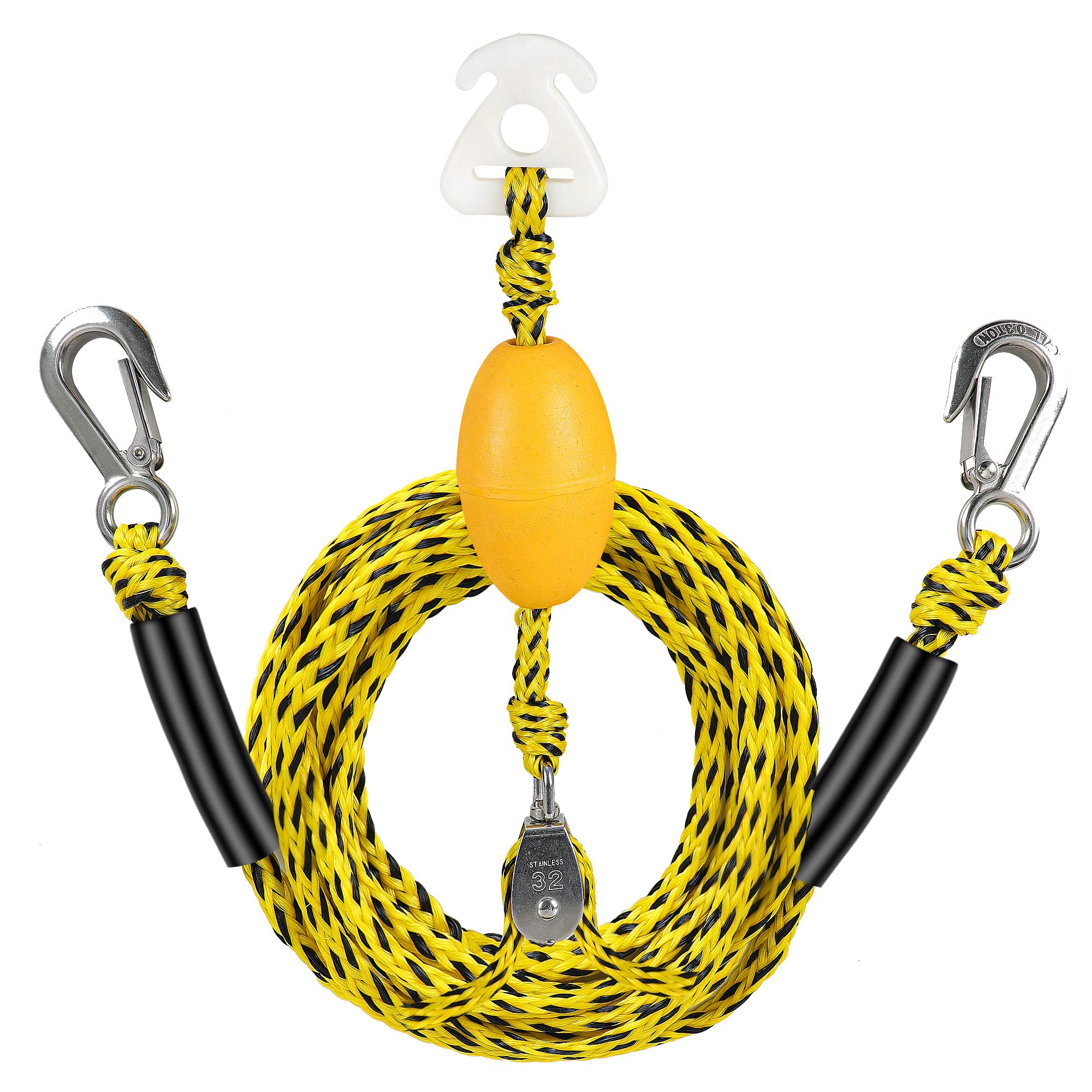 Photo 1 of Watersports Heavy Duty Tow Harness with D Rings,Boat Tow Harness for Towing Towable Tube, Water Ski, Wakeboard (Yellow Black (18 feet=8.5'+8.5"+1))