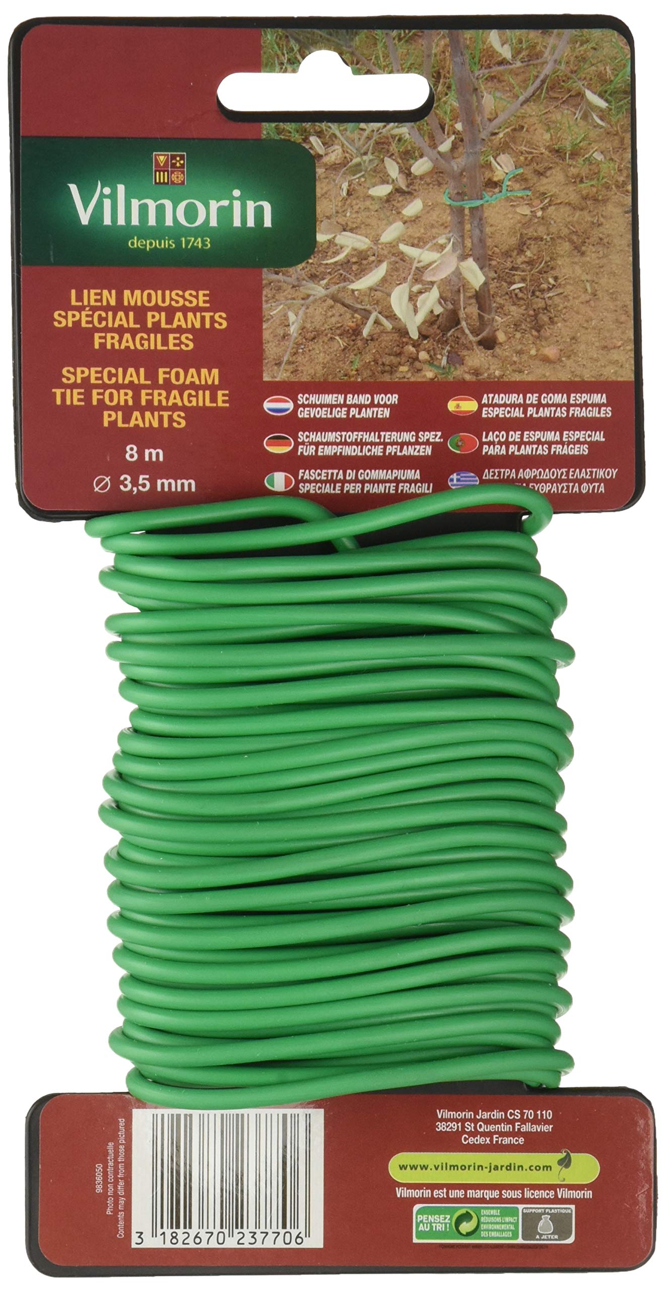 Vilmorin vb04148 Special Link for Foam Plants 3.5 mm 8 m 3182670237706, X 3 X 20 Cm, Green