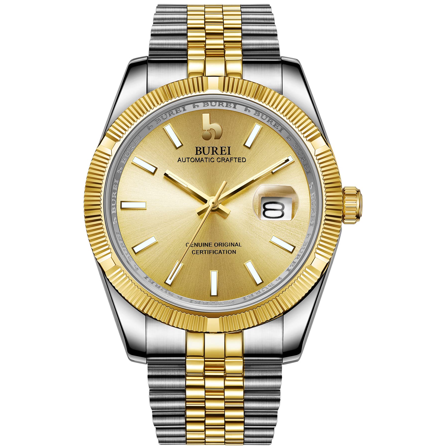BUREI Men's Automatic Mechanical Watch Luxury Business Waterproof Stainless Steel Watches for Men, Self-Winding