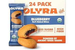 Olyra Blueberry Fruit Bars, Prebiotic High Fiber Snack, Organic Snack, Healthy Snacks for Adults and Kids, Low Sugar, Vegan, Office Breakfast Bars, USDA Certified Organic, Non GMO (Pack of 24)