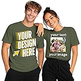 Printson Custom T-Shirt for Men & Women - Personalized Tshirts with Photo and Text - Front and Back Printed Unisex Shirt