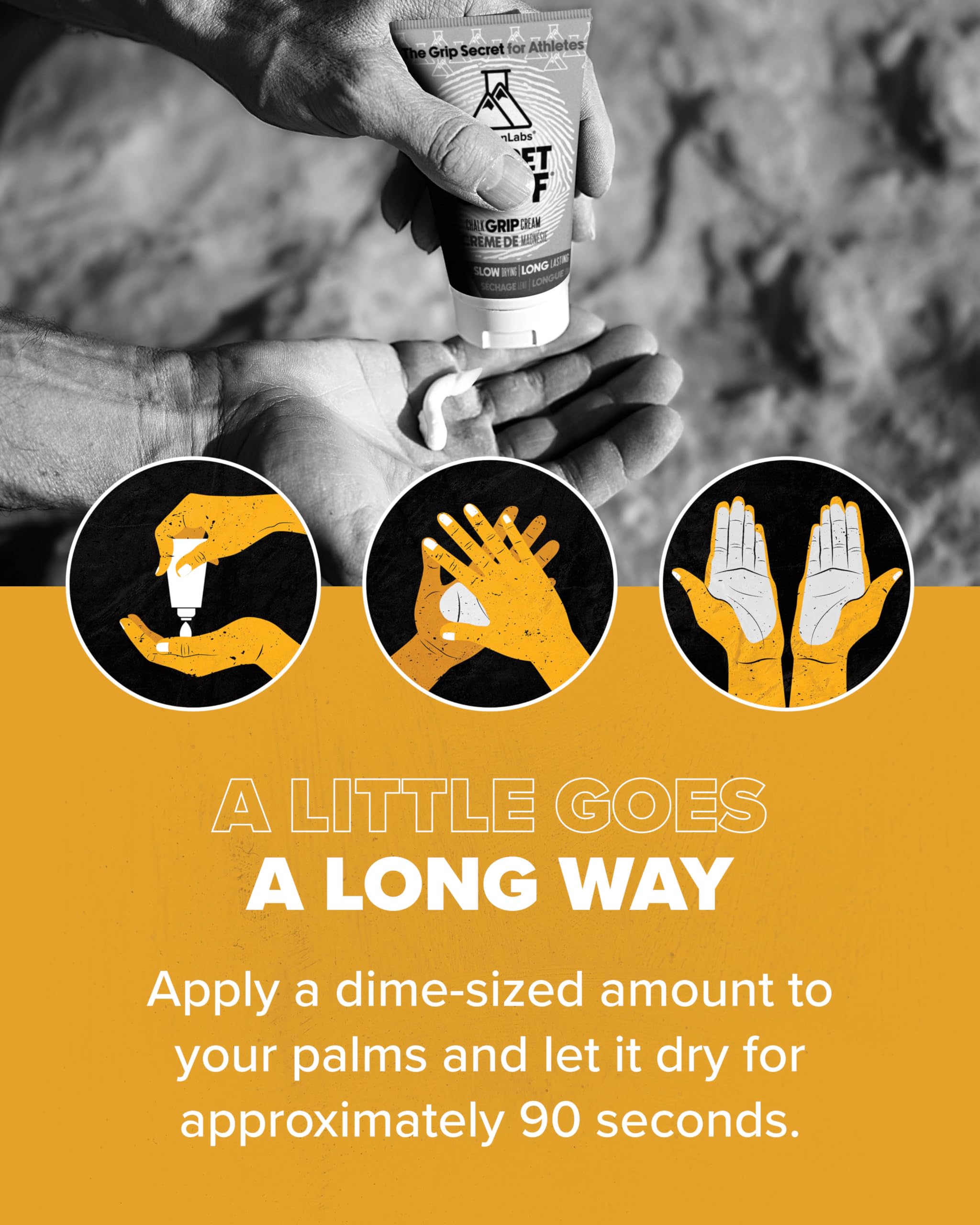 Friction Labs Quick Grip Secret Stuff Liquid Chalk for Athletes - Made in USA - Skin Friendly - Rock Climbing, Weightlifting, Gym, Tennis - Trusted by 100+ Pro Athletes - Best Workout Chalk - 75mL