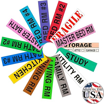 Tag A Room Color Coded Home Moving Box Labels 800 Count 4 Bedroom House Pack Fragile Stickers Moving Supplies Moving Packing Stickers