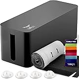 Cable Management Box, Cord Organizer and Cover with Cable kit - Desk, Wall Mounted TV, Video, Game and Computer Wire Holder, 