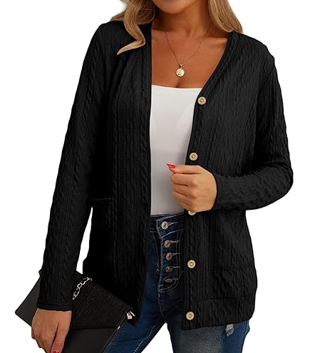 Cardigan D'automne Léger à Col En V Et Manches Longues Ouvert Sur