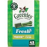 Greenies Veterinarian-Recommended Natural Dental Dog Treats Teenie Size, Fresh Flavor, 12 oz. Pack, 43 Count